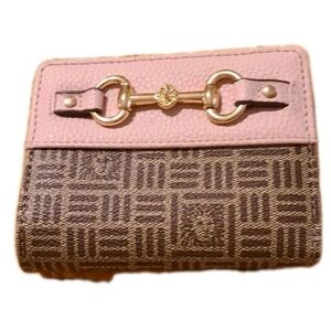 Anne Klein Ak Wallet Snap Closure Horsebit Logo Pink Bifold